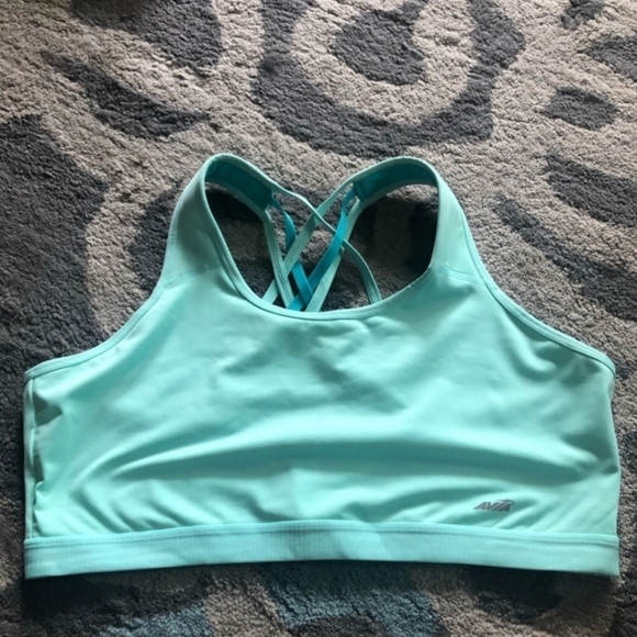 Avia Teal Sports Bra Criss Cross Straps Strappy Size Small S Athletic Athleisure - Picture 1 of 4